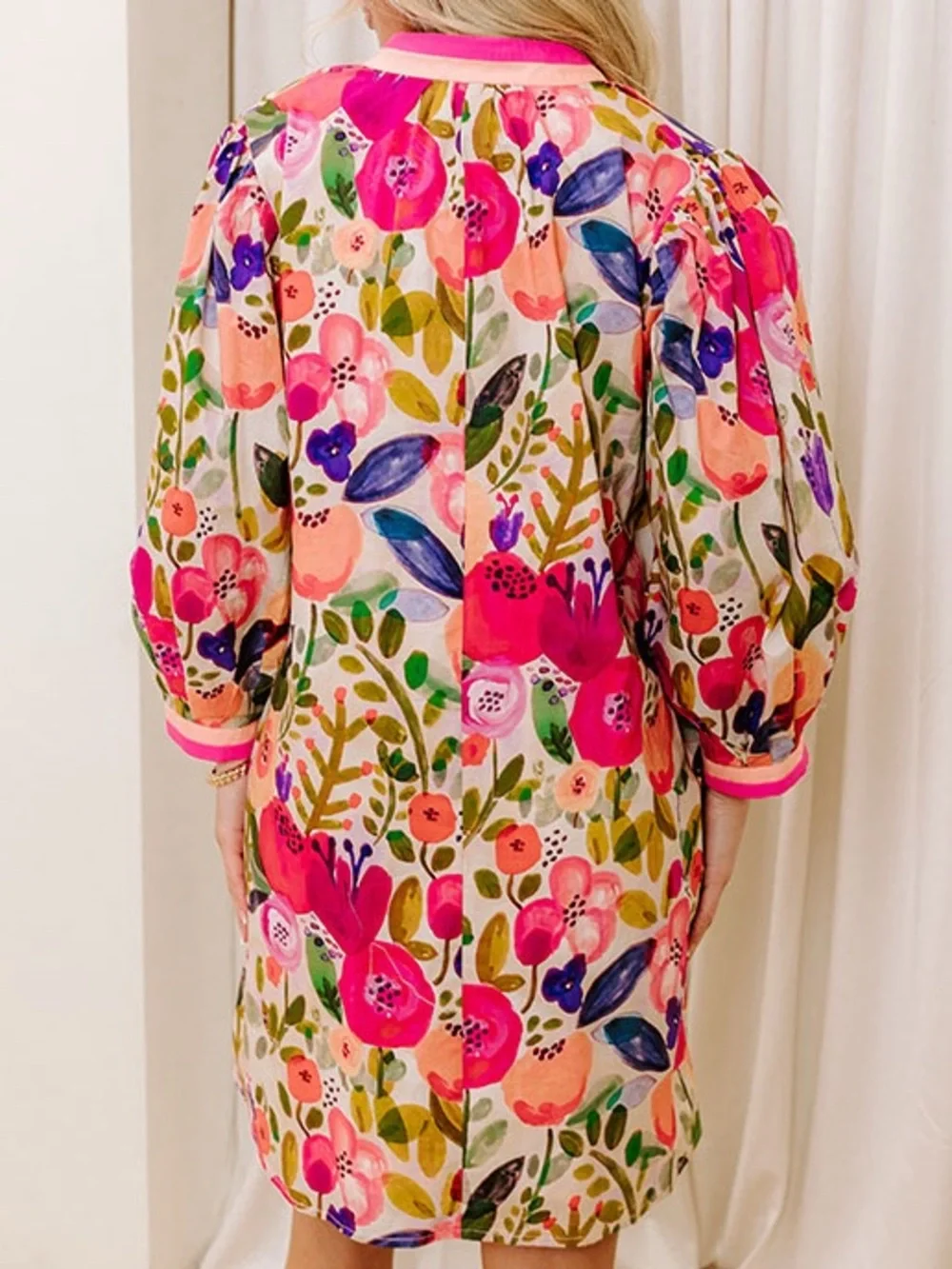 Entro Vibrant Multicolor Floral Joy Mini Dress Size Large New with Tags - Picture 3 of 8
